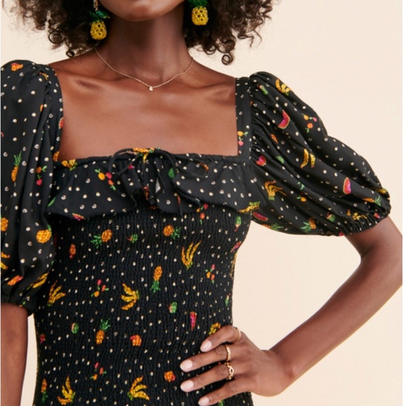 NWOT | Farm Rio Tiny Fruits Smocked Mini Dress | Sz S - Picture 4 of 7